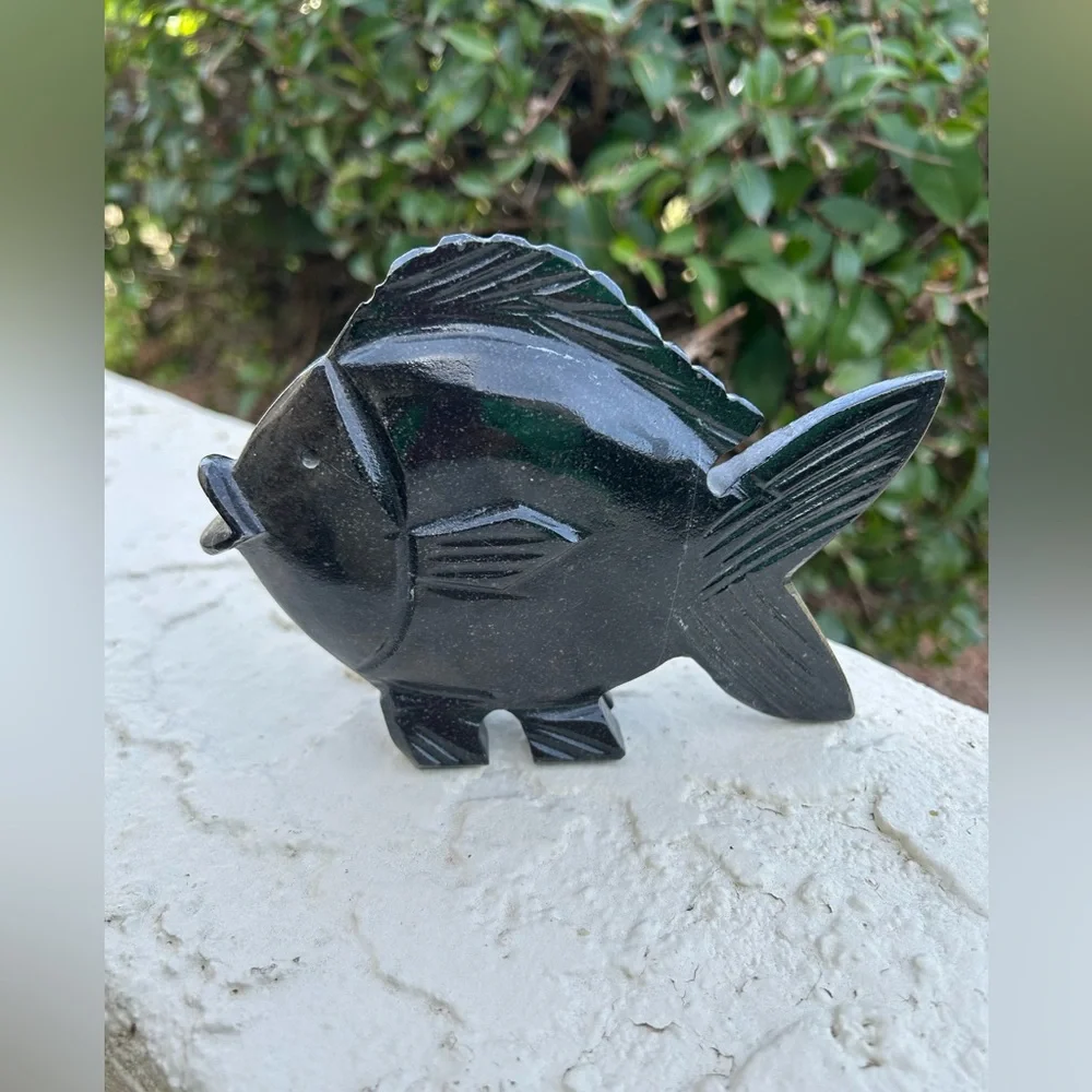 Black stone Fish Sculpture